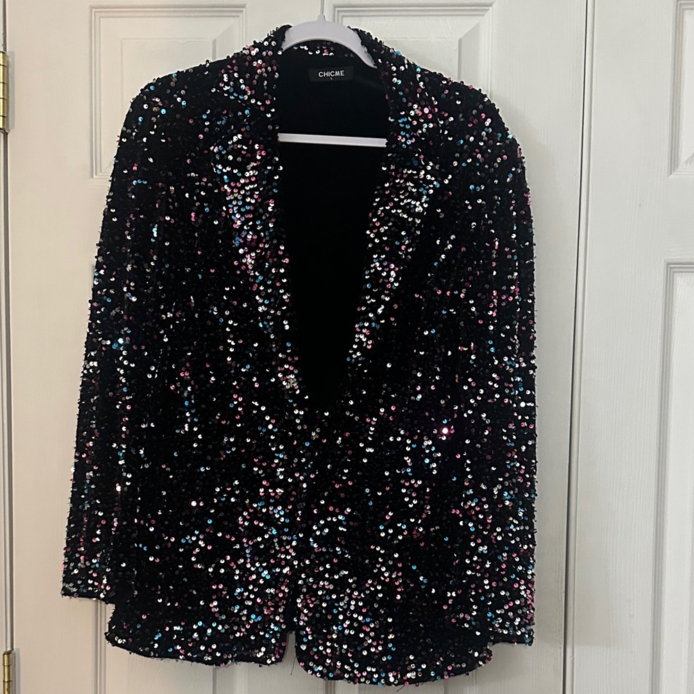 Chic Me Sequin Blazer - Black, Blue Silver and Pink! New! Size Large